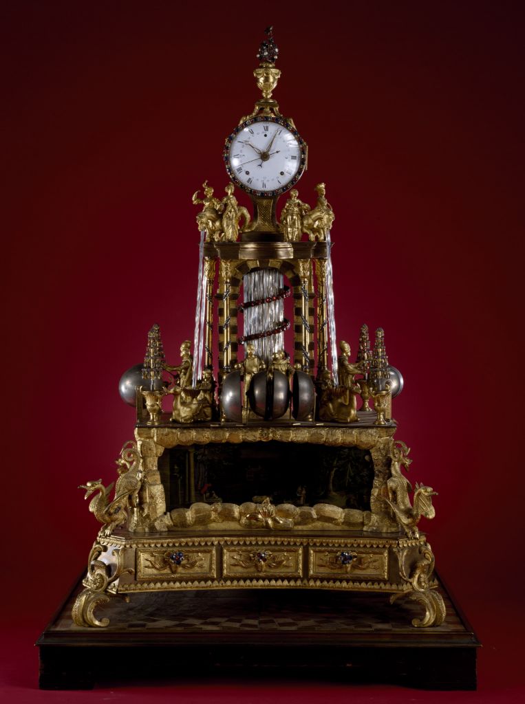 图片[1]-Copper-plated gold-conversion method three-sided figure playing music clock-China Archive